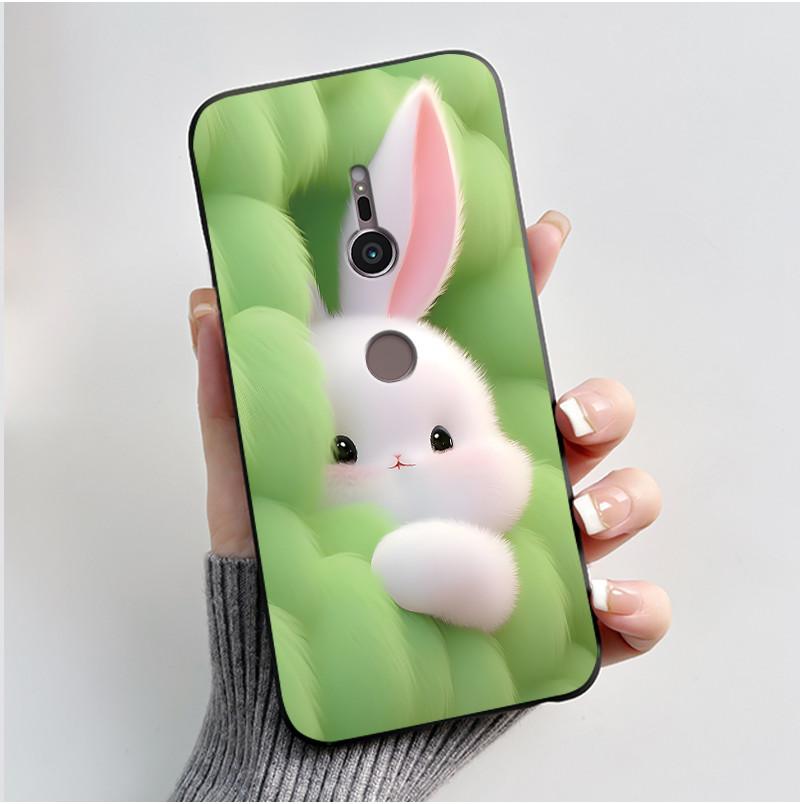 Case For sony Xperia XZ2 XZ3 Black Silicone Soft TPU Phone Case sony XZ2 XZ3 Luxury Cute Love Rabbit Funny Protective Back Cover