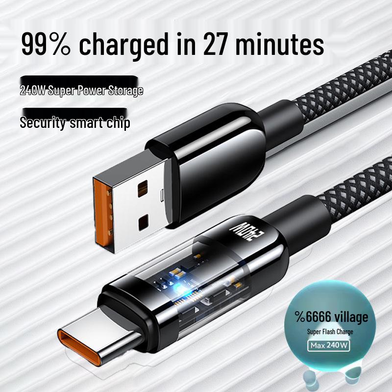 Braided 6A Type-C Fast Charging Cable for Xiaomi, OPPO, Huawei, Honor, Vivo