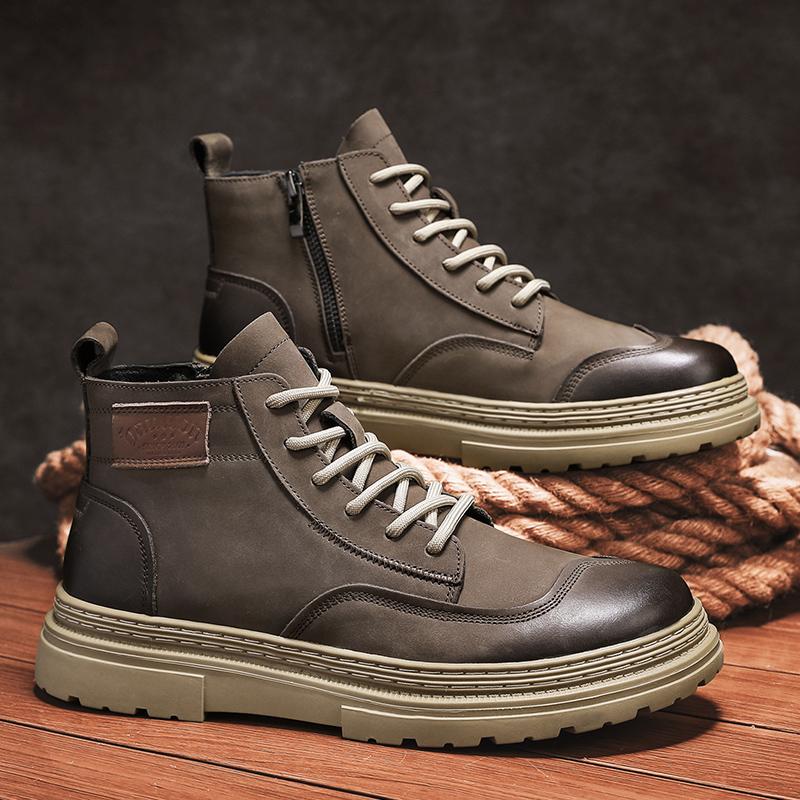 

Роскошная кожа Мужская повседневная обувь Новая модная мужская обувь до щиколотки Удобные короткие ботинки Легкие рабочие ботинки Обувь для ходьбы 39 коричневый