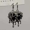 Y2K Gothic Silver Color Liquid Metal Thorny Heart-shaped Star-shaped Pendant Dangle Earrings for Women Hip-hop Punk Jewelry Gift