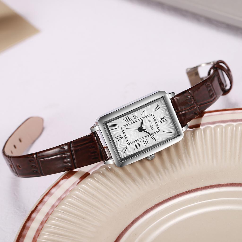 Einfache Retro Elegante Lederarmband Römische Ziffern Quarz Damenuhr für den Alltag und Weihnachtsgeschenke