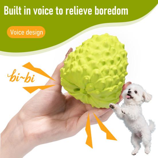 Pet Chew Toy Sweetsop Shape Built-in Sounds Interactive Natural Rubber Dog Chew Toy Concave-Convex Particles Relieve Boredom Energy Pet