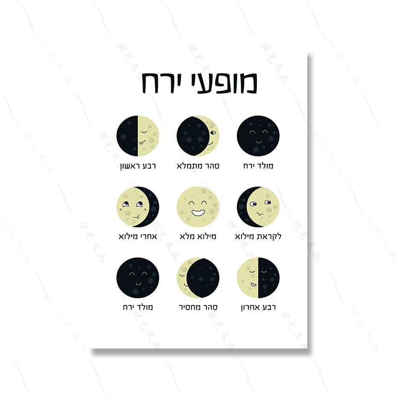 Hebrew Poster Colorful Educational Quote Wall Art Classroom Print Learning Days Child Materials Canvas Painting Room Home Decor