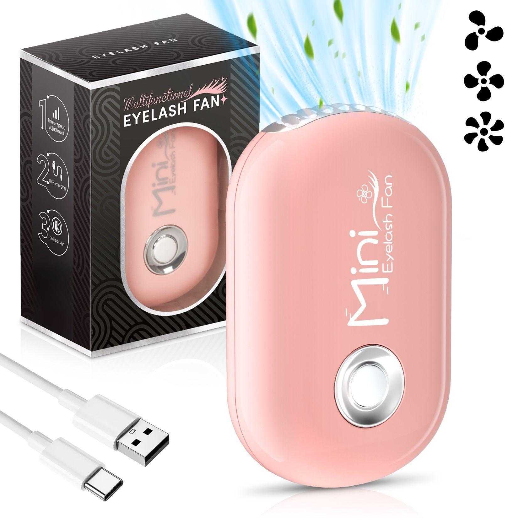 

Portable Handheld Eyelash Fan Dryer With USB Rechargeable Lash Extension Fans With Air Blower For Makeup Drying & Cooling, Pink розовый