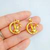 Gold-Plated Brass Big Ear Moon Rabbit Pendant Necklace - Perfect Gift for Girlfriend