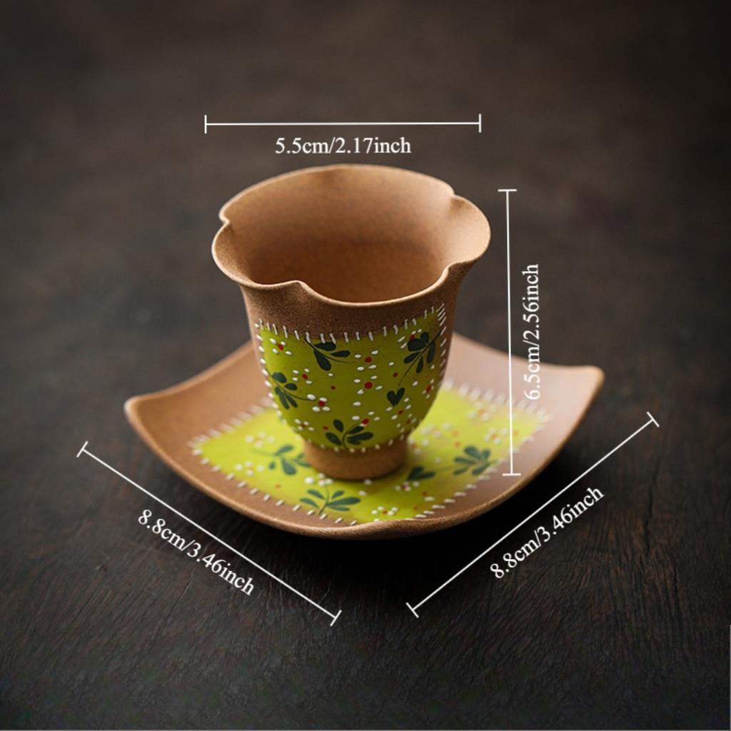 2pcs Chinese Style Hand Painted Yellow Chrysanthemum Tea Cups,Reusable Ceramic Set for Women, Ideal for Family Gatherings, Hand Wash Only