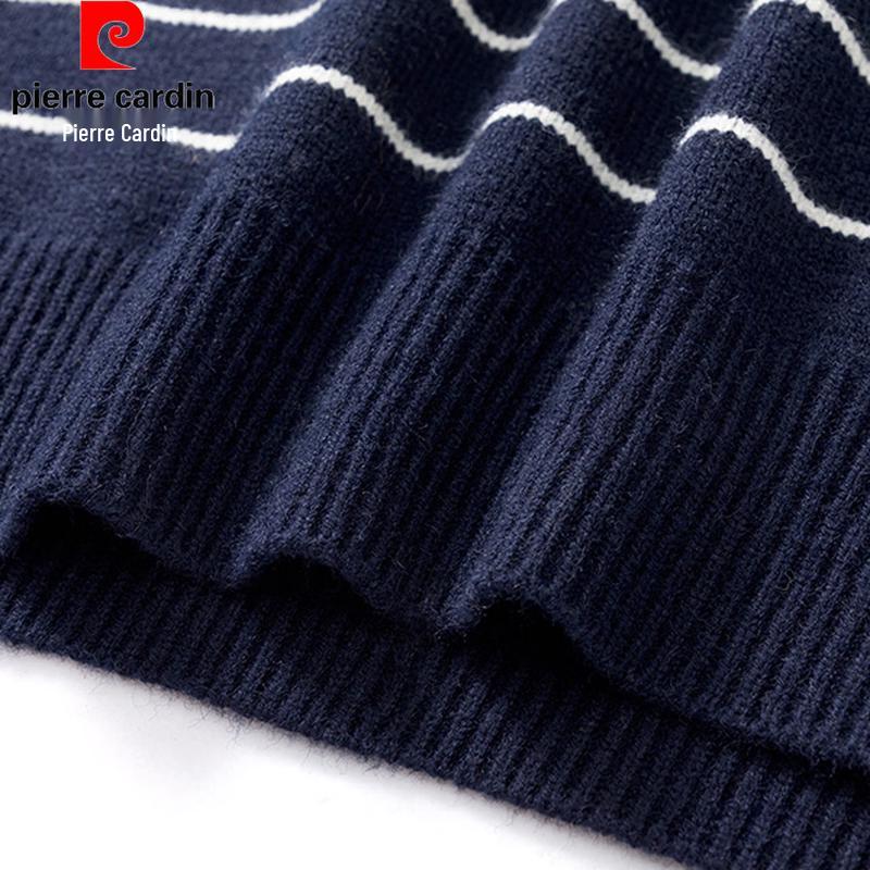 Pierre Cardin Men's Old Money Vintage Striped Henley Knit Sweater