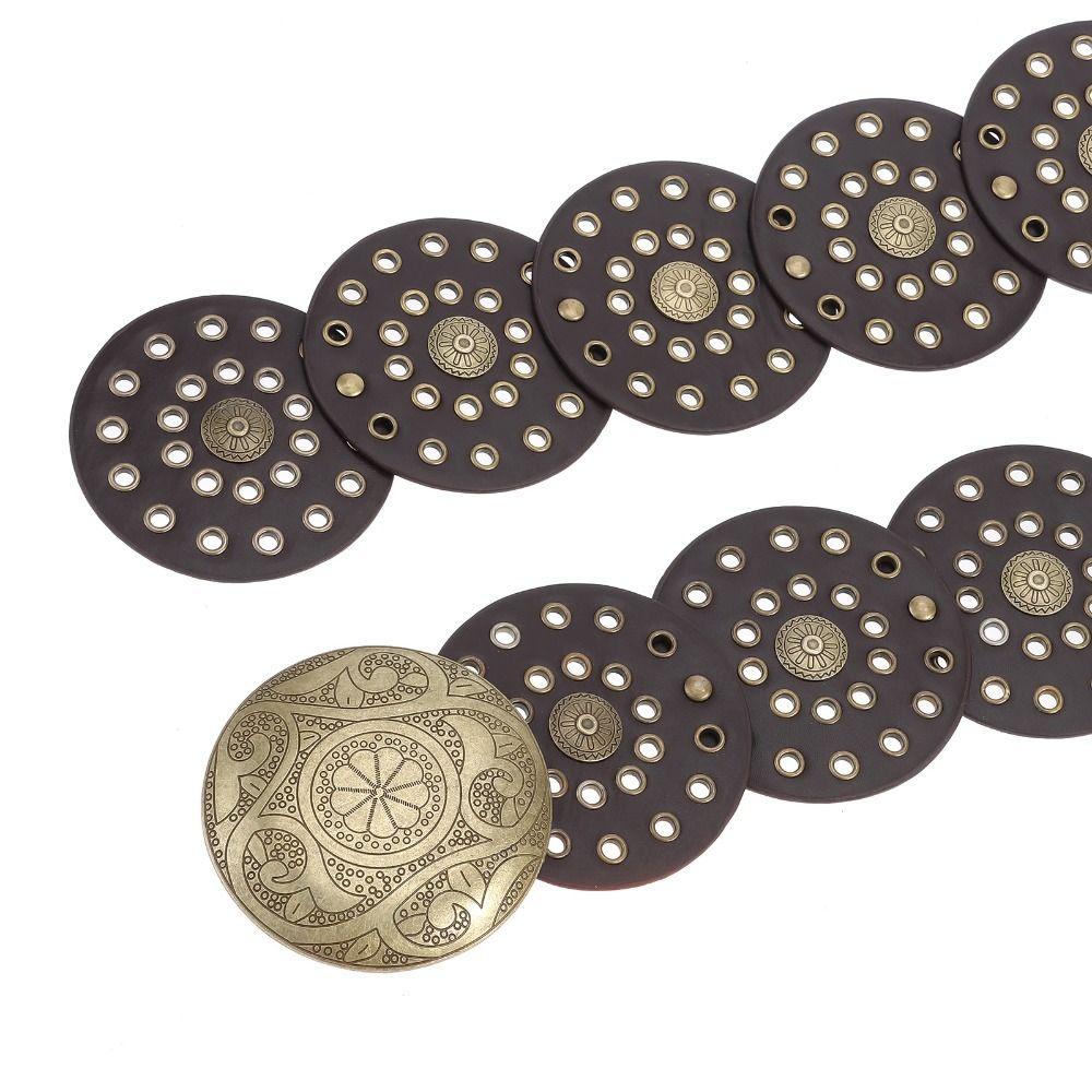 Přehnaný Cowboy Disc Belt Y2K Wide Disc Belt Cowboy Wide Disc Belt Dutý pás pro ženy