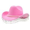 Sparkling Rhinestones Belt Western Cowboy Hats In Comfortable Woolen For Music Festivals And Outdoor Adventures