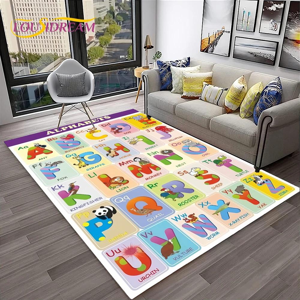 Alphabet ABC Early Education Cartoon Kids Playroom Children Crawling Rug Carpet for Living Room Bedroom Decor,Non-slip for Sofa