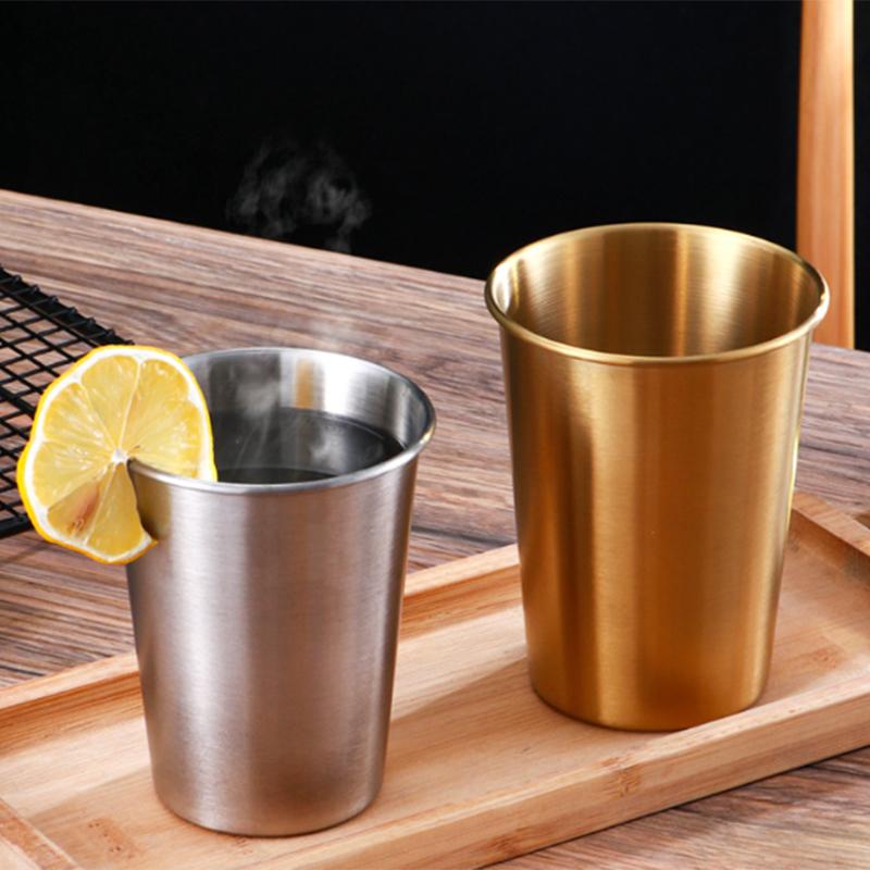 304Stainless Steel Cold Water Drinks Stackable Cup Double-Wall Beer Anti-Scalding Anti-Fall Cups Milk Mugsfor Kitchen Drinkware