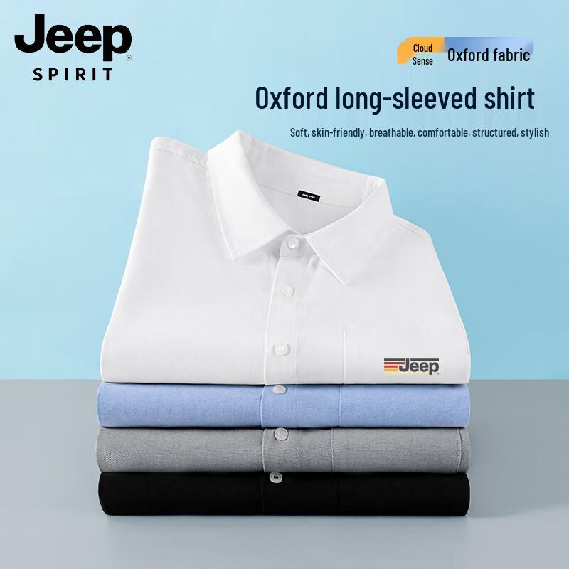 

JEEP SPIRIT Men s Business Casual Oxford Long Sleeve Shirt 3XL