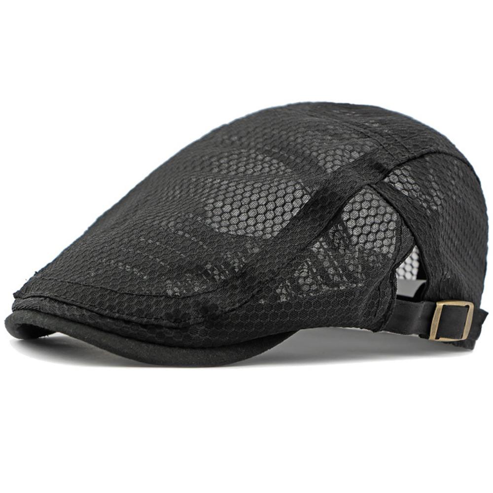 HT4822 Berets Men Women Spring Summer Mesh Cap Artist Painter Beret Hat Breathable Ivy Flat Cap Male Female Adjustable Beret Cap