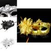 Elegante Maschera di Pizzo per Mascherata con Fiori di Strass per Costumi di Halloween da Donna