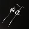 Personality Gothic Sliver Color Five-pointed Star Sword Dagger Tassels Dangle Earrings for Women Hallowmas Party Jewelry Gifts