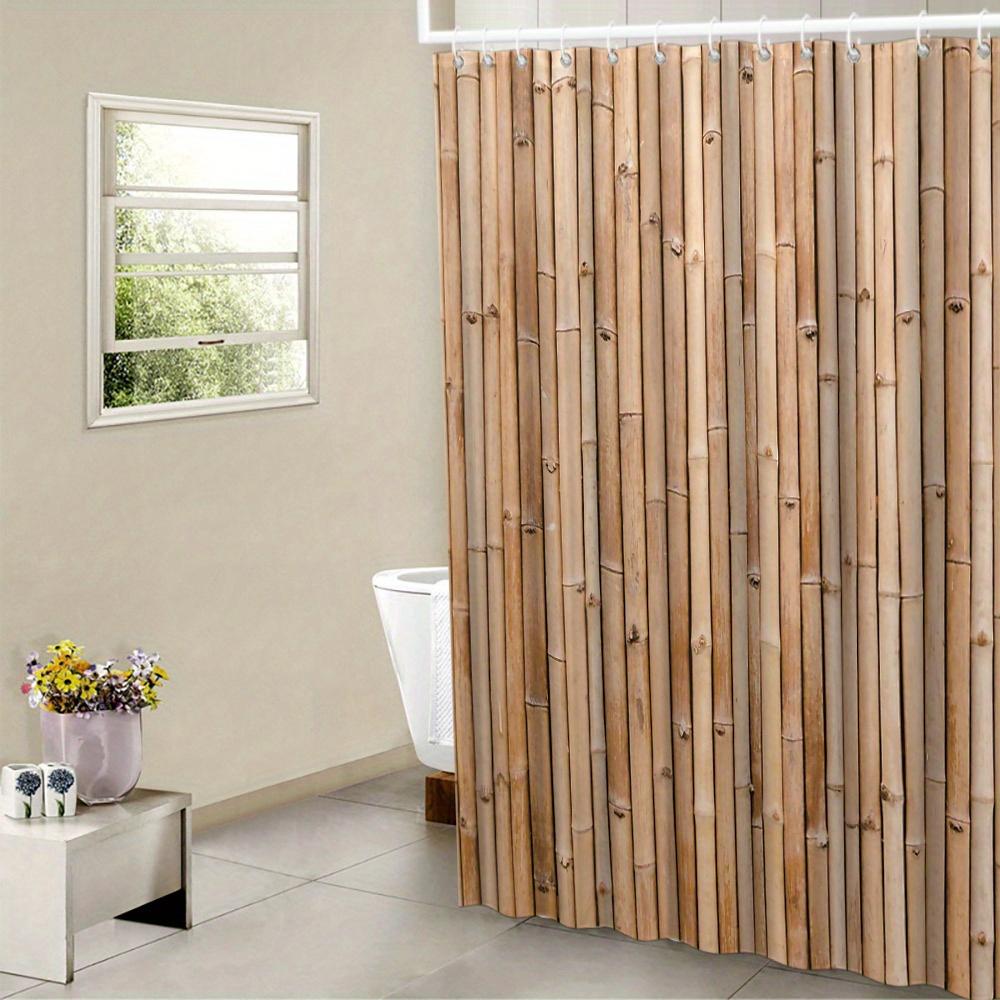 

Натуральная бамбуковая штора для душа с гладкой текстурой, в деревенском стиле, с землистым органическим декором для ванной комнаты, с 12 крючками W90xH180cm