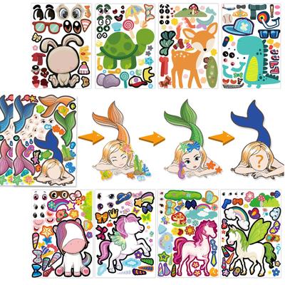 Lote Estilo Haz Tus Propias Pegatinas para Niño, DIY Haz Pegatina de Cara de Animal, Favor de Fiesta Festival Recompensa Arte Creativo Manualidad, Pegatina de Puzzle Divertido