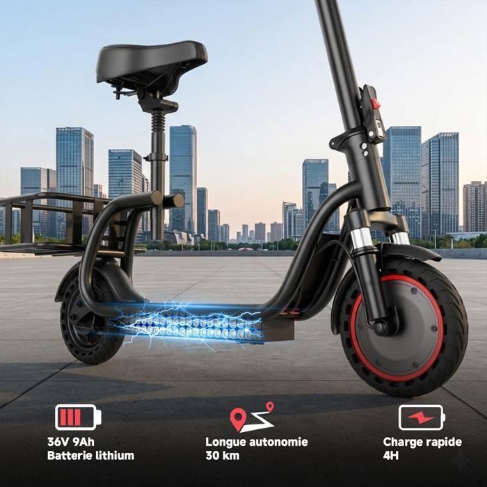 Electric Scooter with Seat - Ladped H2 PRO - 30 Km/h - 350W Motor - 36V/9 Ah - 8.5” Tires - Foldable Adult Scooter