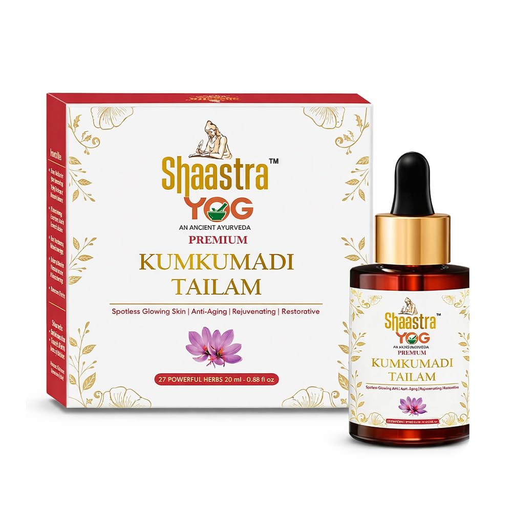 Shaastra Yog Премиальное Кумкумади Тайлам Масло для Лица, Омолаживающая Аюрведическая Формула с 27 Мощными Травами, 20 мл