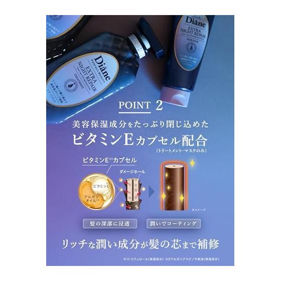 Diane Diane [Large Capacity] Shampoo [Deep Repair At Night] Blue Night Berry Scent Perfect Beauty Extra Night Repair Refill 660ml