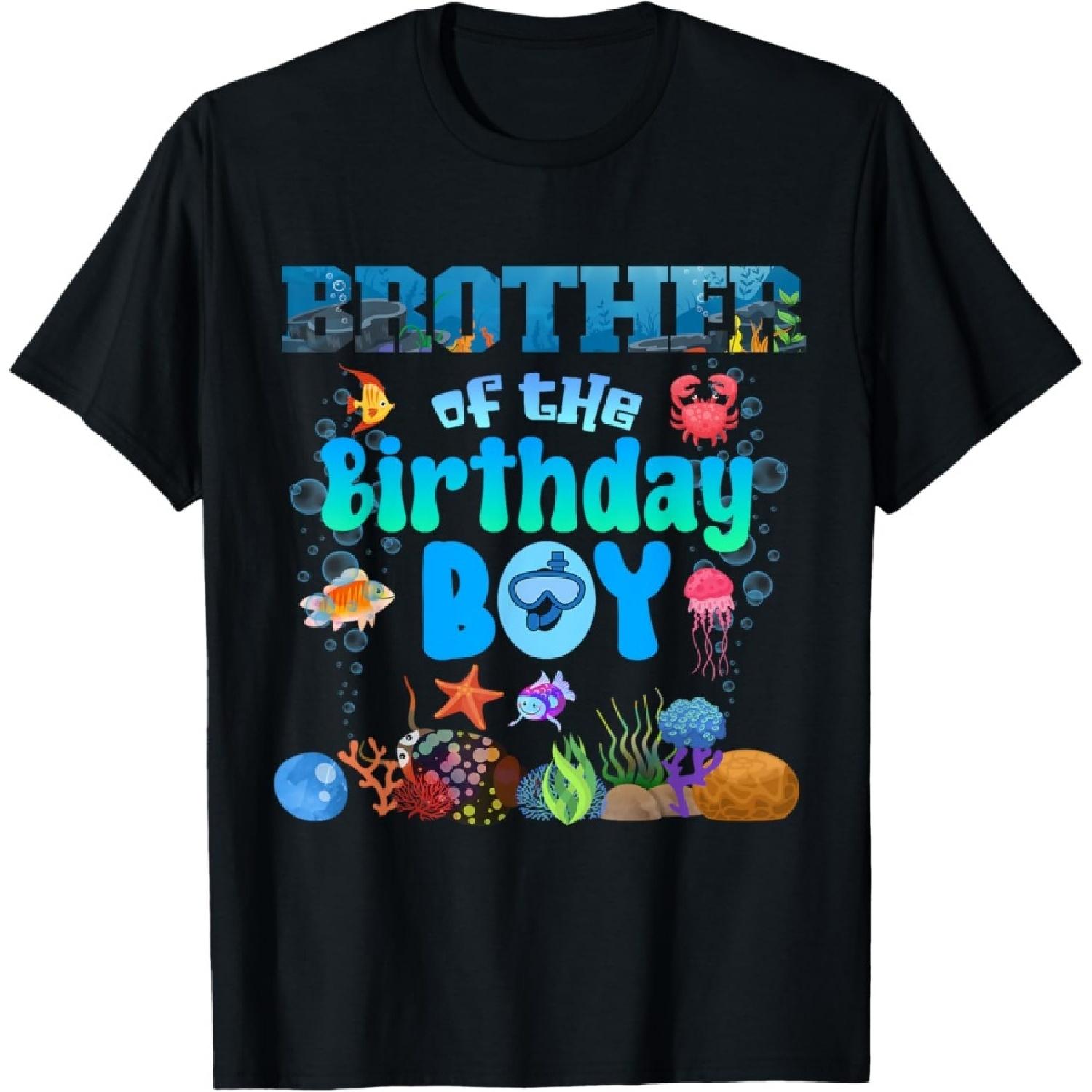 Brother Of The Birthday Boy Aquarium Sea Animals Matching T-Shirt S