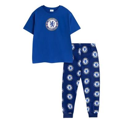 Boys Crest Short-Sleeved Long Pyjama Set