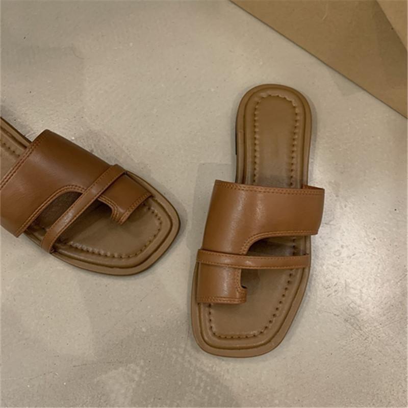Spring and Summer Footwear Plus Size Sandals and Slippers Flat Bottom Square Toe Beach Women's Shoes