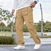 Mens Casual Multi Pocket Cargo Pants Straight Leg Zipper Detail Trousers