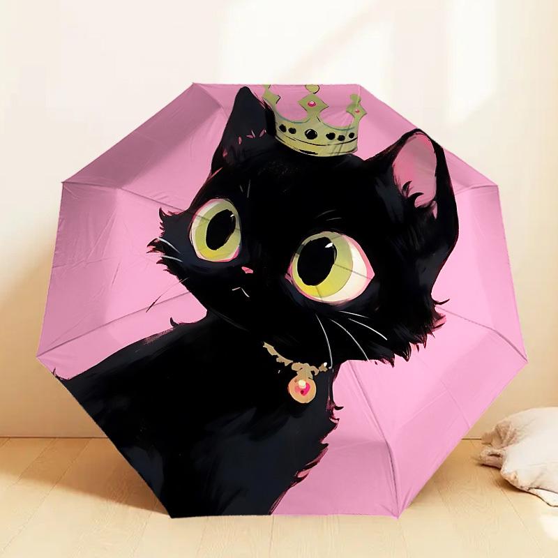 Royal Kitty Umbrella: A Charming Companion for Outdoor Adventures, Featuring Auto-Open/Close Mechanism and Lightweight Design - Perfect as a Gift
