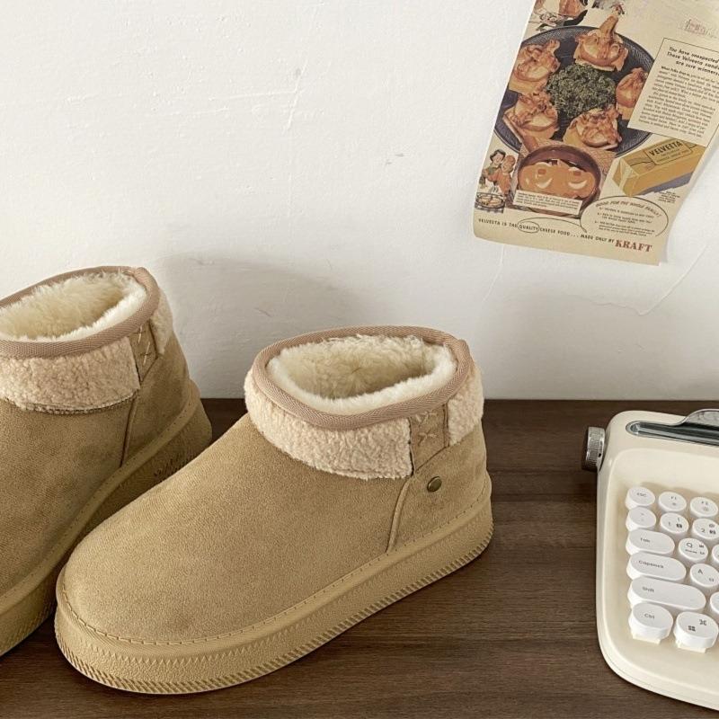 Retro-style Snow Boots for Women, New Style, with Added Padding and Thickness, Woolen Shoes, Cotton Shoes