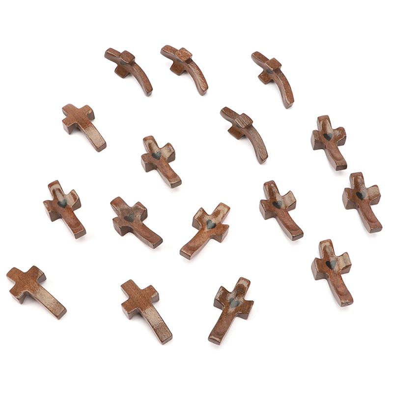 3Pcs Cross My Heart Encouragement Gift Handheld Wooden Cross With Epoxy Heart To Carry In Pocket Emotional Support