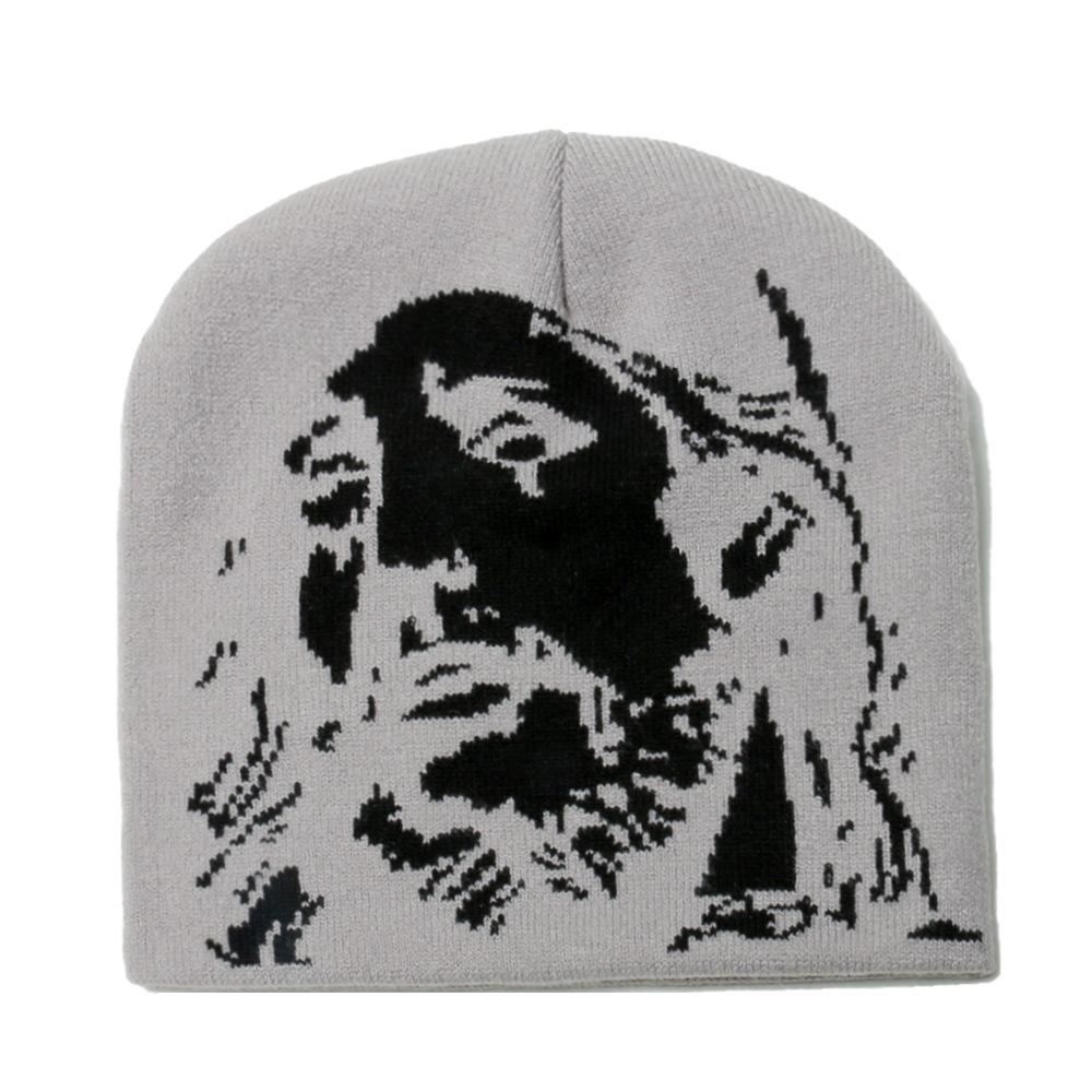 

2025 новая жаккардовая вязаная шапка популярная головная шерстяная шапка модная уличная теплая шапка мужская и женская M（56-58cm） серый