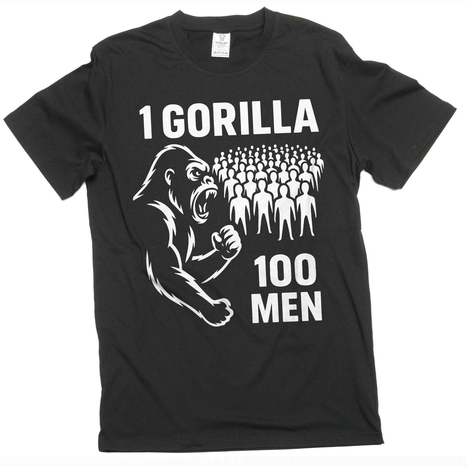 100 Men vs 1 Gorilla Internet Meme T-shirt Gorilla Challenge tee funny shirt XXL