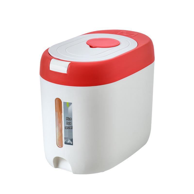 Insect-Proof & Moisture-Proof Rice Storage Bucket, 20 Jin Capacity, with Visible Measurement & Sealed Grains Features.
