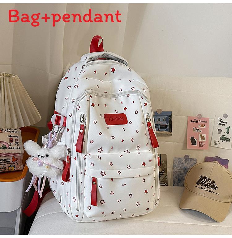 Cute Starry Nylon Backpack For Girls With Arc Shoulder Straps For School And Travel