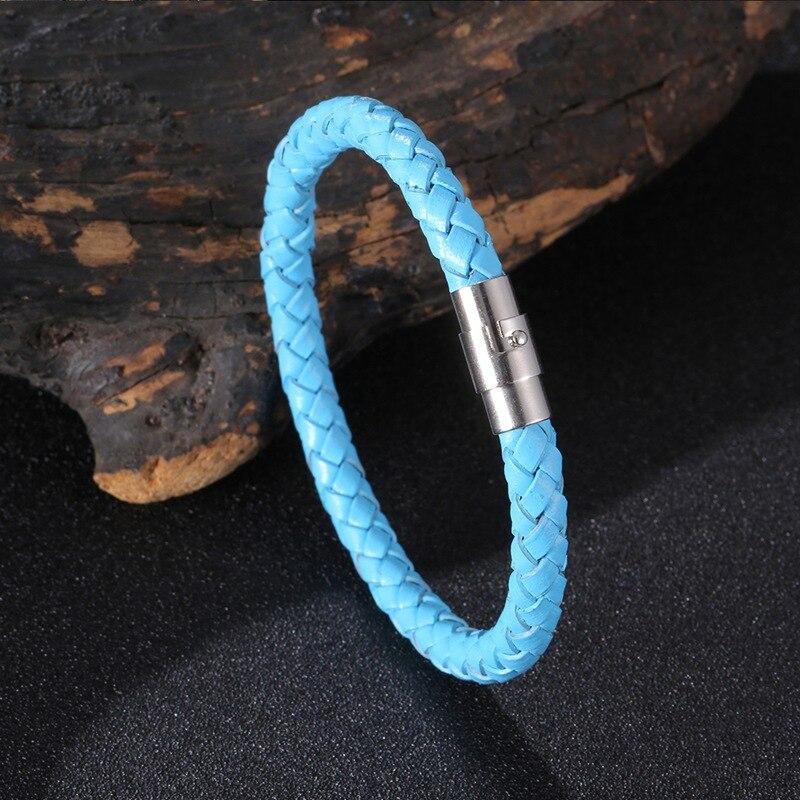 

Мода Новые Мужские Кожаные Браслеты Простые Нержавеющие Кнопки Нейтральные Аксессуары Ювелирные Изделия Ручной Работы Женские Подарки 205mm