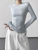 2025 Winter Women's Slim Fit Plus Velvet Long Sleeve Round Neck T-shirt