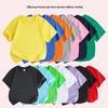 2025 New Kids' Solid Color Cotton Korean Style Loose Round Neck Sweat-Absorbent DIY Summer Short Sleeve T-Shirt