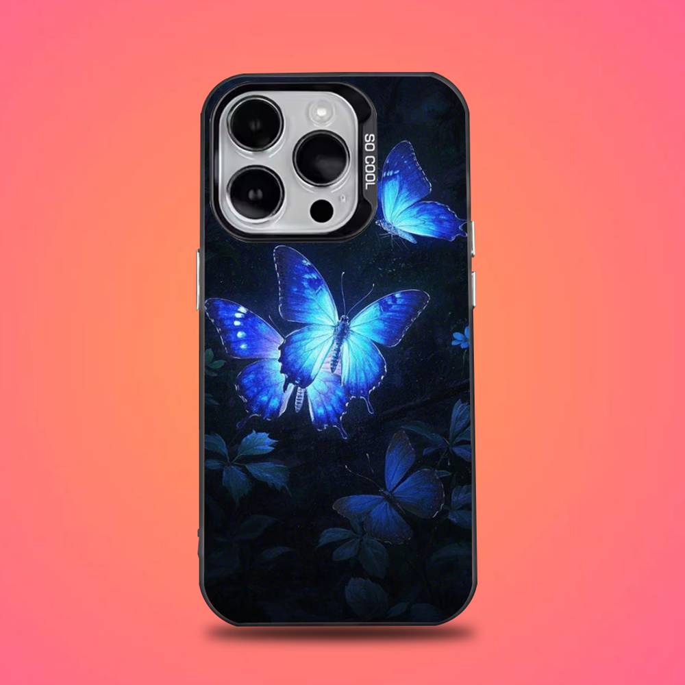 Glow In The Dark Butterfly Phone Case For iPhone 16,15,14,13,12,11,Mini,Pro,E,SE4,XS,MAX Black Candy Matte Cover
