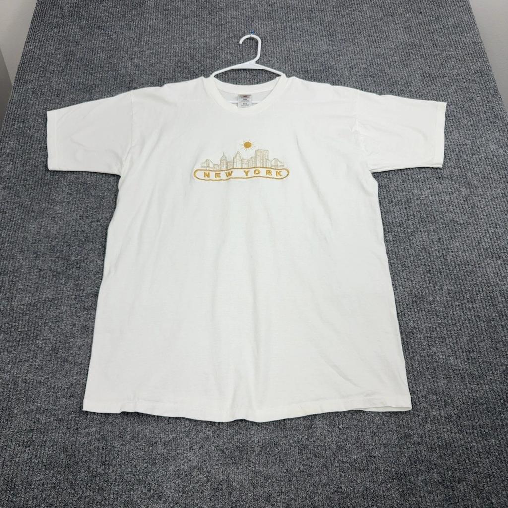 VTG Fruit of the Loom T-shirt Mens XXL White Cotton New York Skyline Souvenir