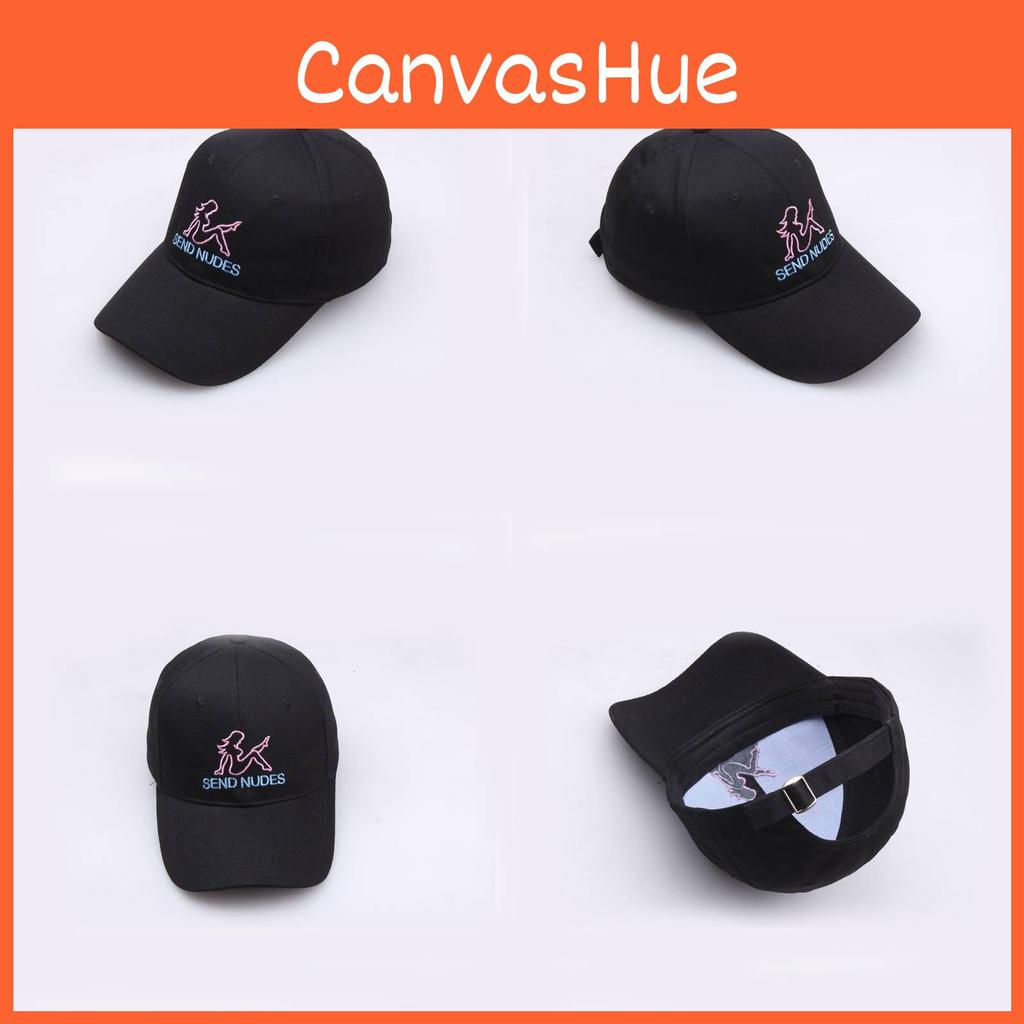 Letter Embroidery Send Nudes Women Pure Cotton Baseball Cap Outdoor Sun Hat