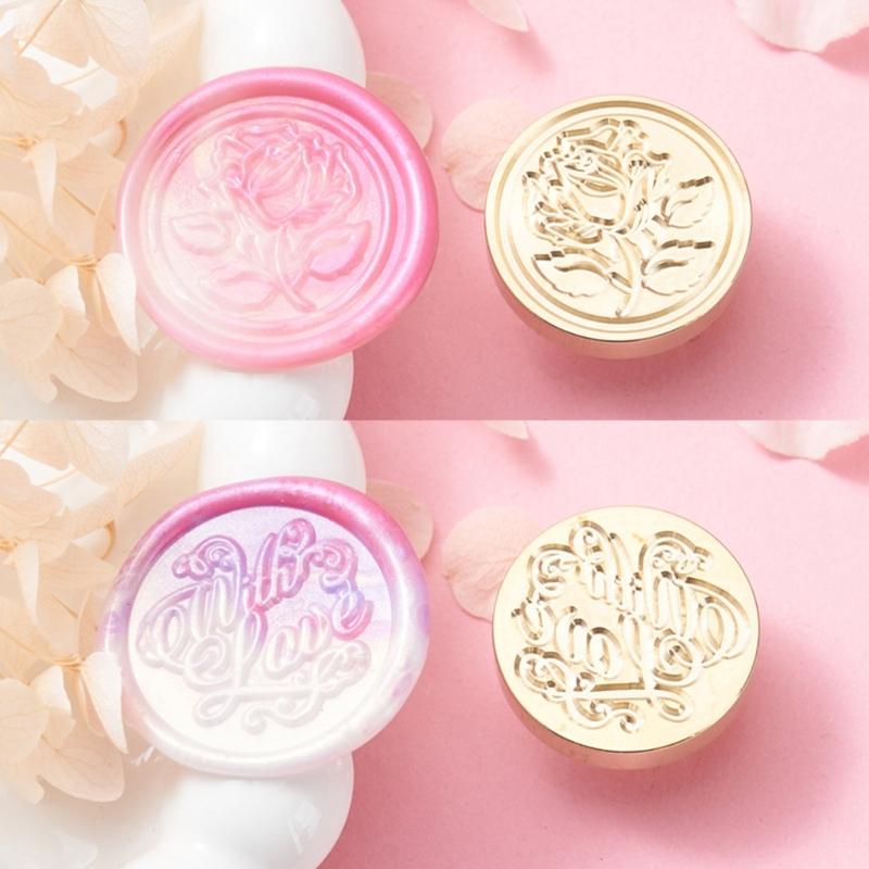 2Pcs Wedding Themed Seal Stamp Head, Embossed Sealing Stamp Head for Invitations Envelope Scrapbooking Embellishments