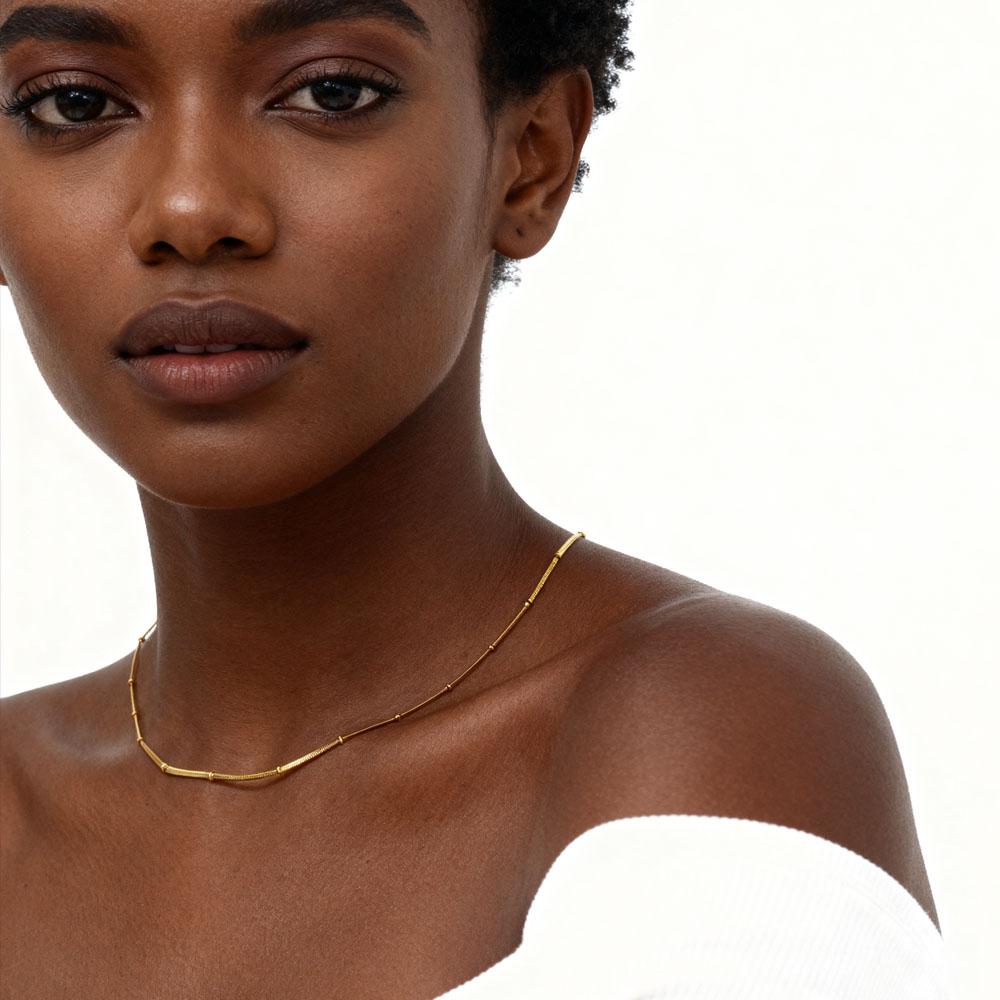 Edelstahl Schlangenball Perlenkettenarmband für Damen, 18 Karat Vergoldet Dünne Glieder Mehrlagiges Handgelenkband Weihnachtsgeschenk