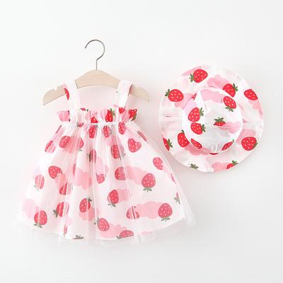 Summer Children's Fruit Dress Girl Suspender Dress Send Hat