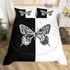 Butterfly for Couple Duvet Cover Set King Size,Black White Color Matching Animal Soft Comforter Cover with 2 Pillowcases,3 Piece