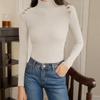 Women's Fashion Slim Button Top Half Turtleneck Knitted Bottoming Shirt