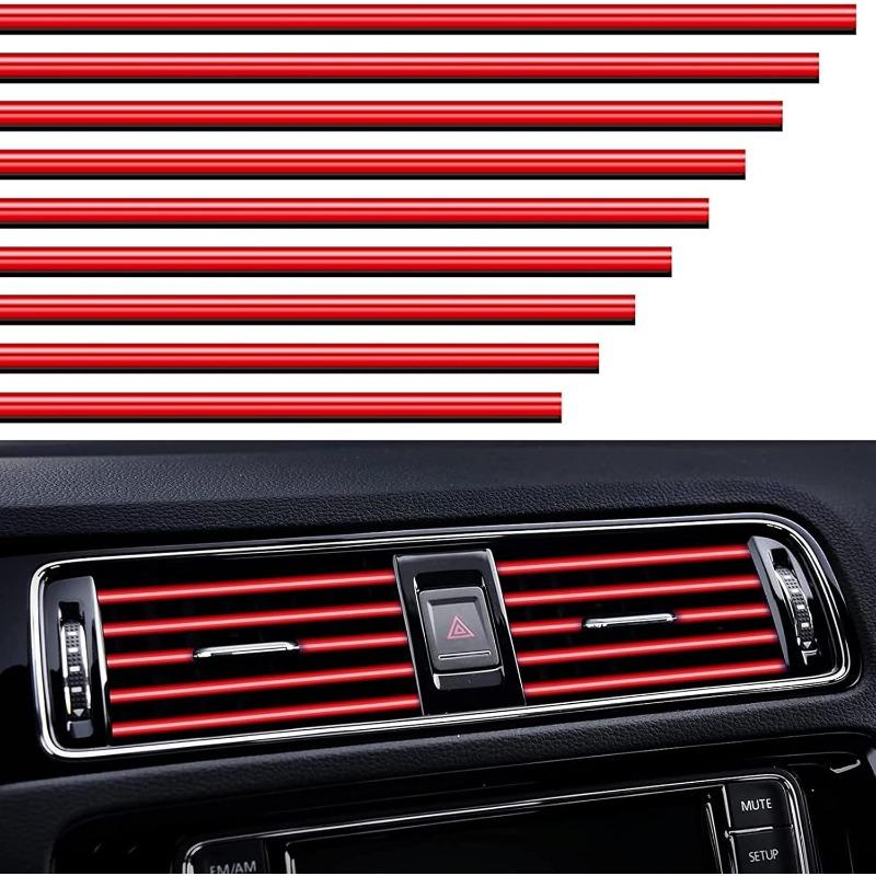 10pcs of U-shaped Electroplated Bright Strips with Mesh Clamps Decorative Strips for Car Air Vents Colored Interior Decoration