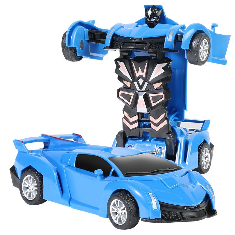 One-Key Transforming Bugatti Pull-Back Car Robot Toy