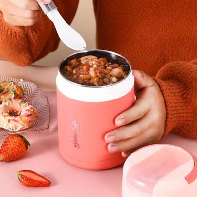 Useful Good Sealing Insulated Hidden Handle Stainless Steel Breakfast Cup Office Accessory Lunch Container