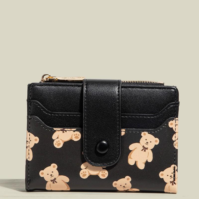Women's Cross-Border Short Buckle Wallet - Multi-Card Slot Coin Purse & Card Holder with Print Design